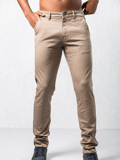 Men's Stretch Slim Fit Trousers | Comfortable & Stylish | Paraffin Store EZ348 Beige Chinos
