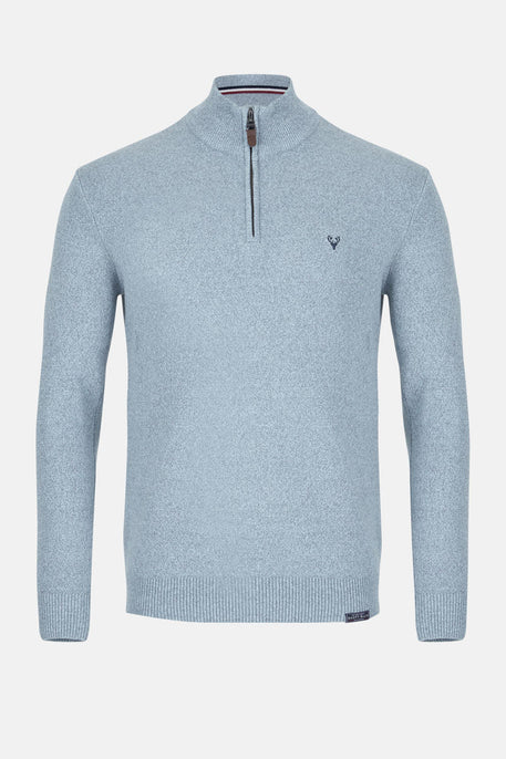 Men’s 1/4 Zip Jumper | Pyramid Knit | Blue Twist - Paraffin Store