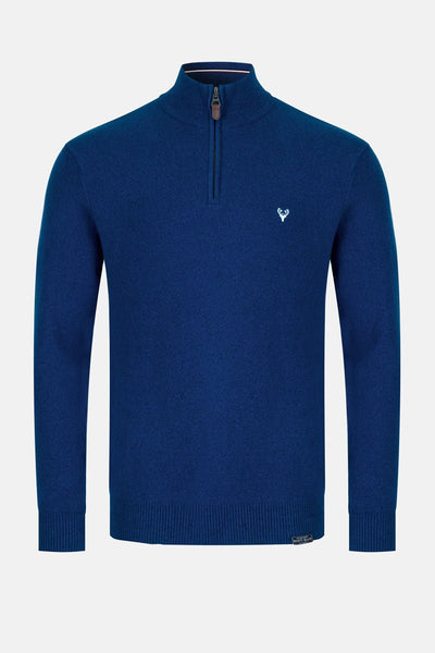 Men’s 1/4 Zip Jumper | Pyramid Knit | Cobalt - Paraffin Store