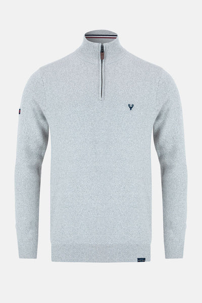 Men’s 1/4 Zip Jumper | Pyramid Knit | Grey Twist - Paraffin Store