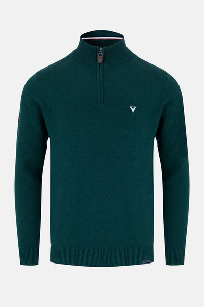 Men’s 1/4 Zip Jumper – Pyramid Knit inEmerald | Paraffin Store - Paraffin Store