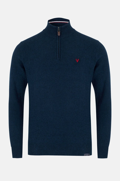 Men’s 1/4 Zip Jumper | Pyramid Knit | Midnight - Paraffin Store