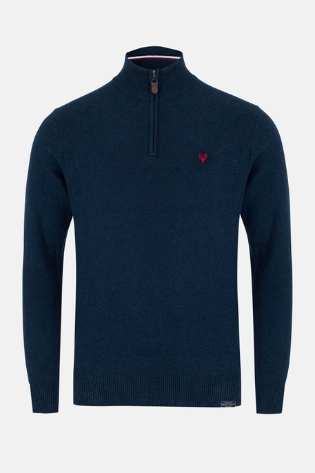 Men’s 1/4 Zip Jumper | Pyramid Knit | Midnight - Paraffin Store