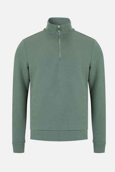 Men’s Gotthard ¼ Zip Textured Sweatshirt – Green - Paraffin Store