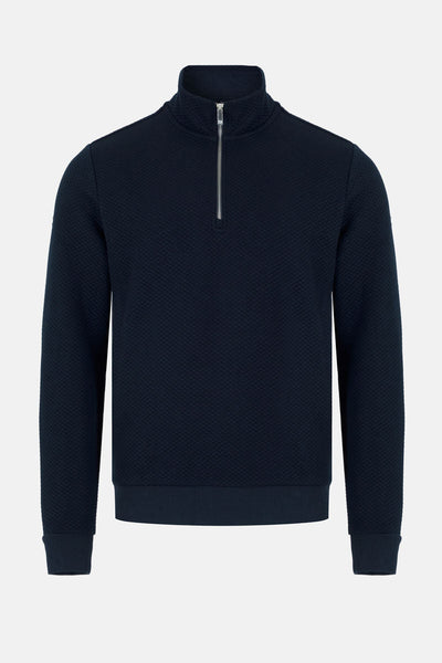 Men’s Gotthard ¼ Zip Textured Sweatshirt – Navy - Paraffin Store