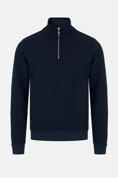 Men’s Gotthard ¼ Zip Textured Sweatshirt – Navy - Paraffin Store