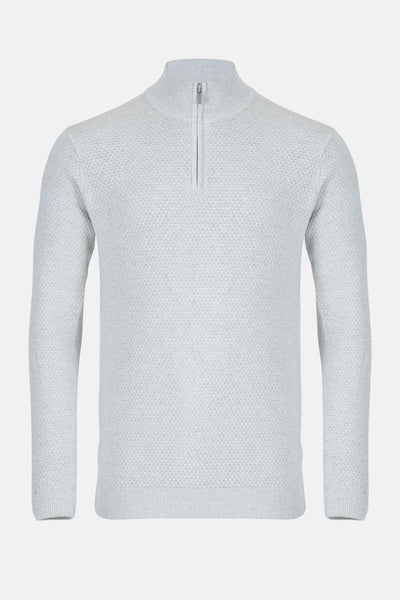 Men’s Lyra Textured ¼ Zip Jumper – Concrete - Paraffin Store