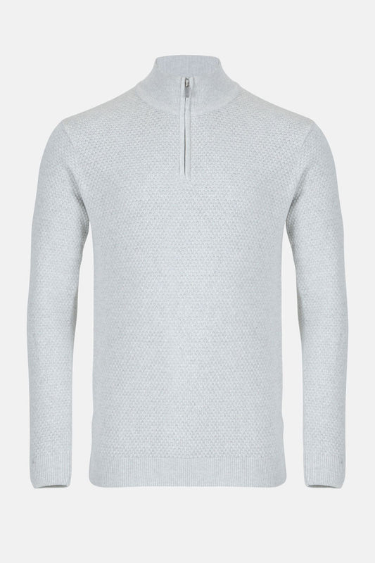 Men’s Lyra Textured ¼ Zip Jumper – Concrete - Paraffin Store