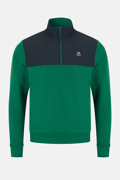 Men’s Sierra ¼ Zip Sweatshirt – Green/Navy - Paraffin Store