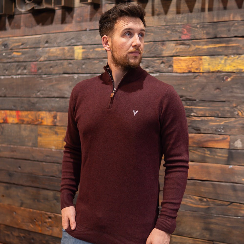 1/4 Zip | Pyramid Knit | Deep Burgundy Twist - Paraffin Store