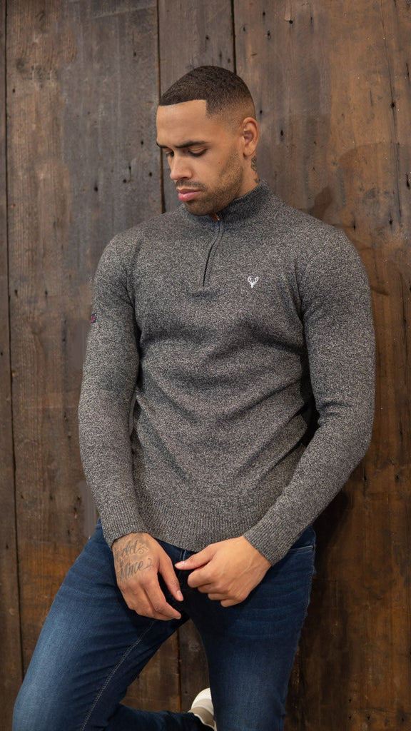 1/4 Zip | Pyramid Knit | Grey Twist - Paraffin Store