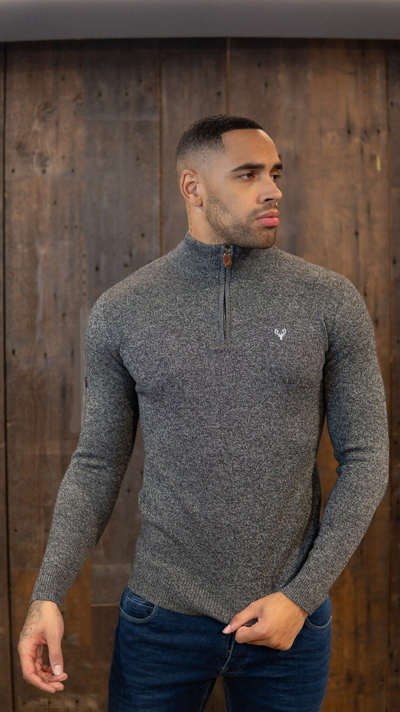 1/4 Zip | Pyramid Knit | Grey Twist - Paraffin Store