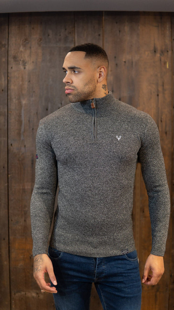 1/4 Zip | Pyramid Knit | Grey Twist - Paraffin Store