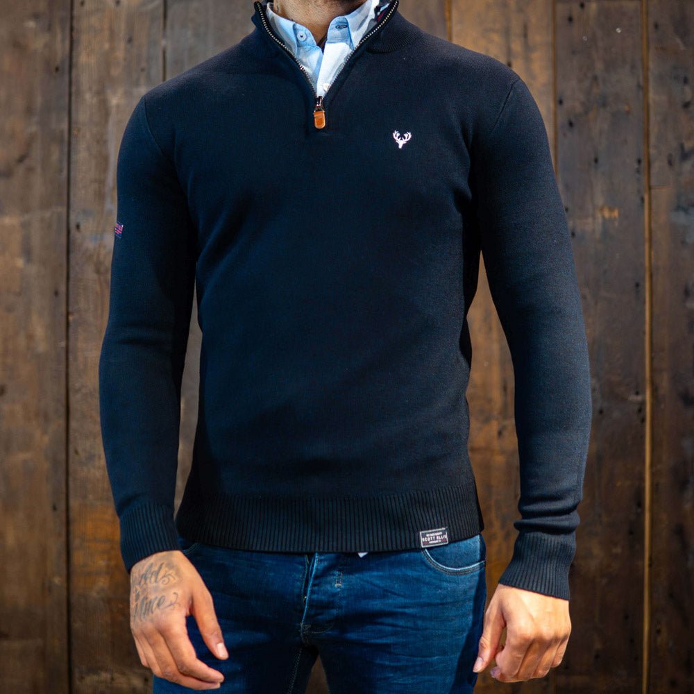 1/4 Zip | Pyramid Knit | Navy/Blue Twist - Paraffin Store