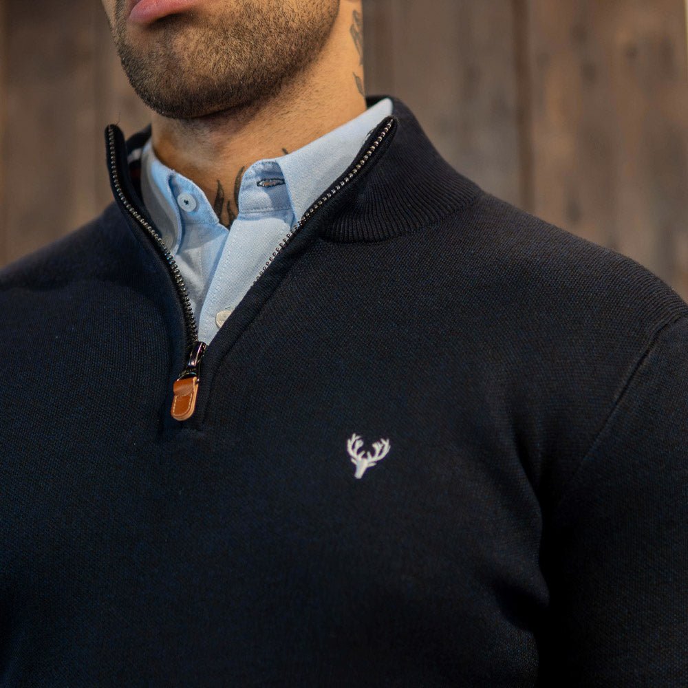 1/4 Zip | Pyramid Knit | Navy/Blue Twist - Paraffin Store