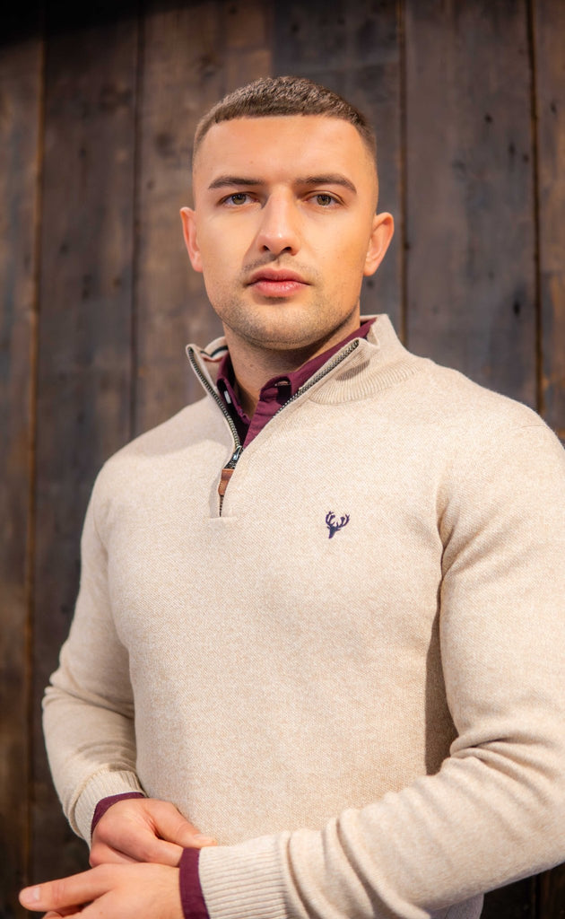 1/4 Zip | Pyramid Knit | Oat Twist - Paraffin Store