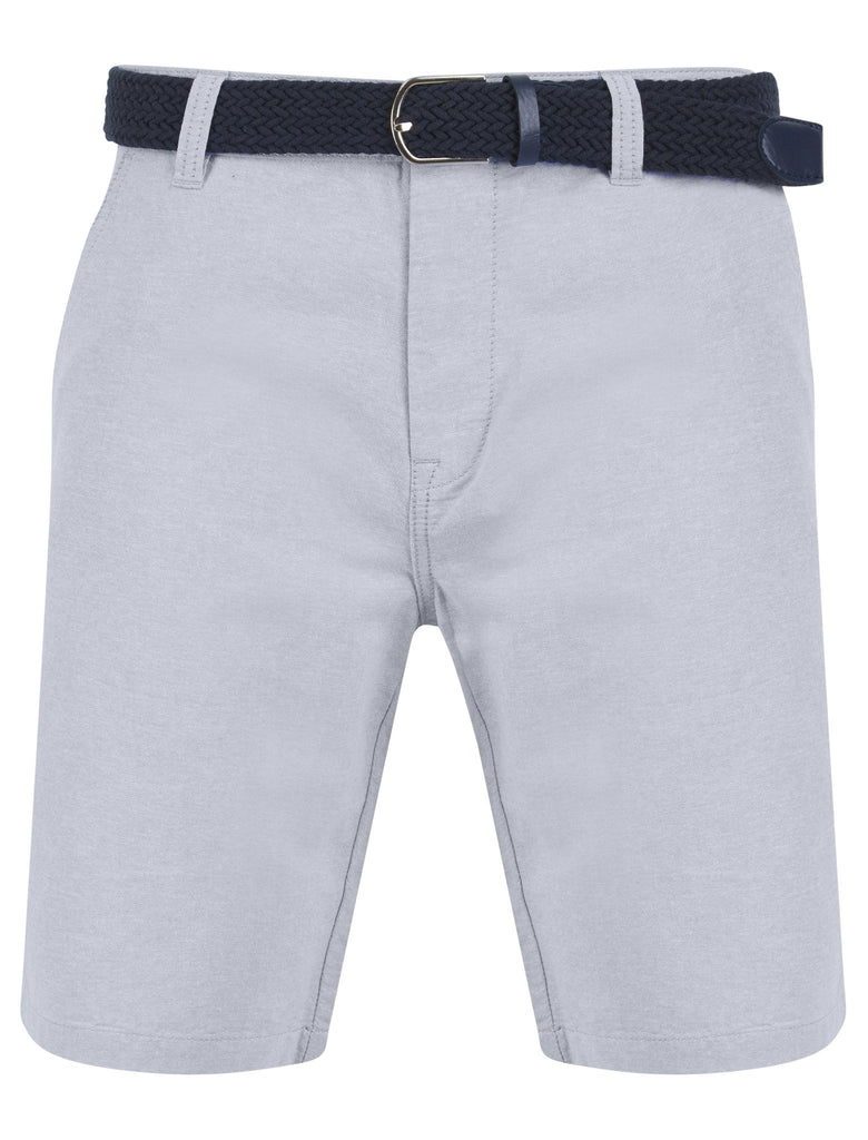 Armando Men’s Oxford Cotton Shorts with Belt - Pearl Blue - Paraffin Store