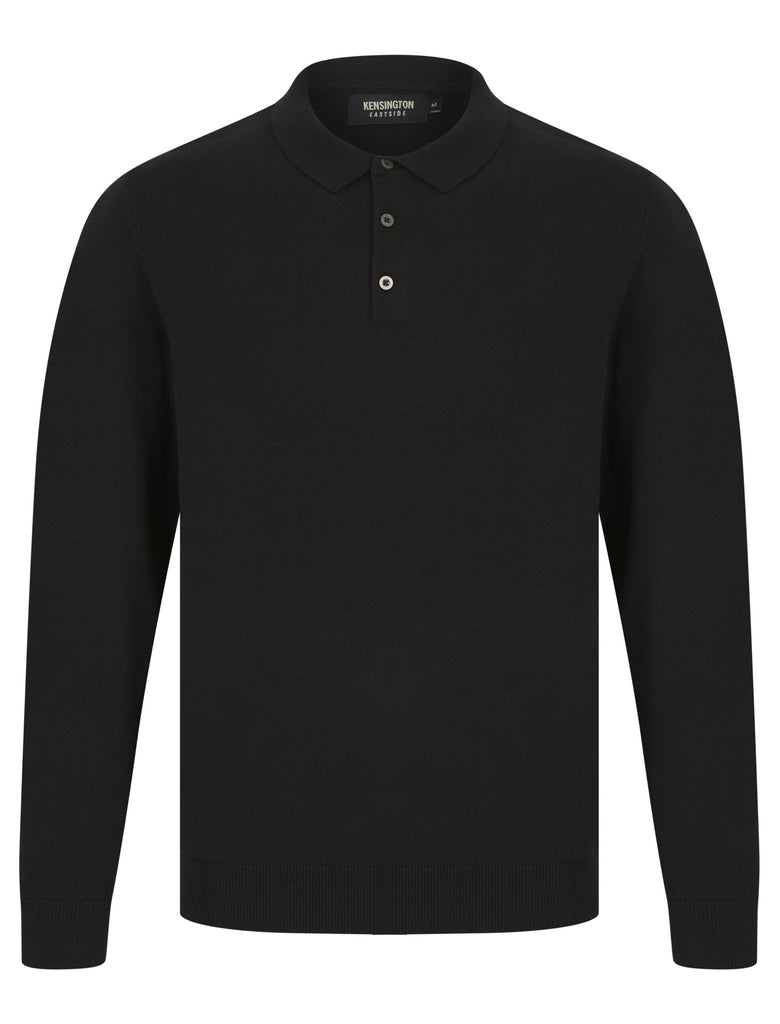Bokinni Men’s Long Sleeve Knitted Cotton Polo Shirt - Black | Kensington Eastside - Paraffin Store