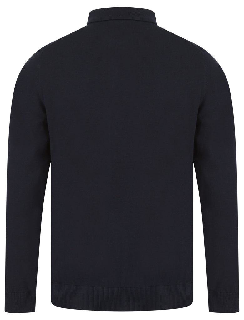 Bokinni Men’s Long Sleeve Knitted Cotton Polo Shirt - Midnight | Kensington Eastside - Paraffin Store