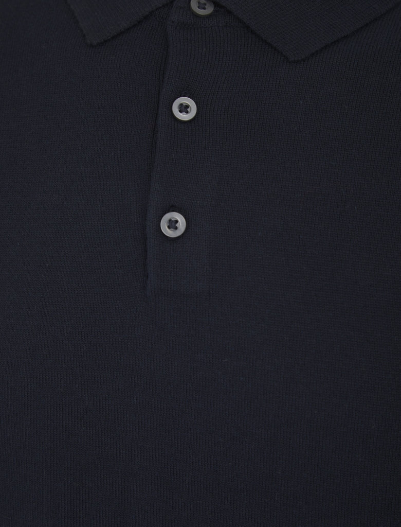 Bokinni Men’s Long Sleeve Knitted Cotton Polo Shirt - Midnight | Kensington Eastside - Paraffin Store