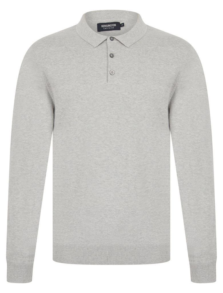 Bokinni Men’s Long Sleeve Knitted Cotton Polo Shirt - Silver Gray | Kensington Eastside - Paraffin Store