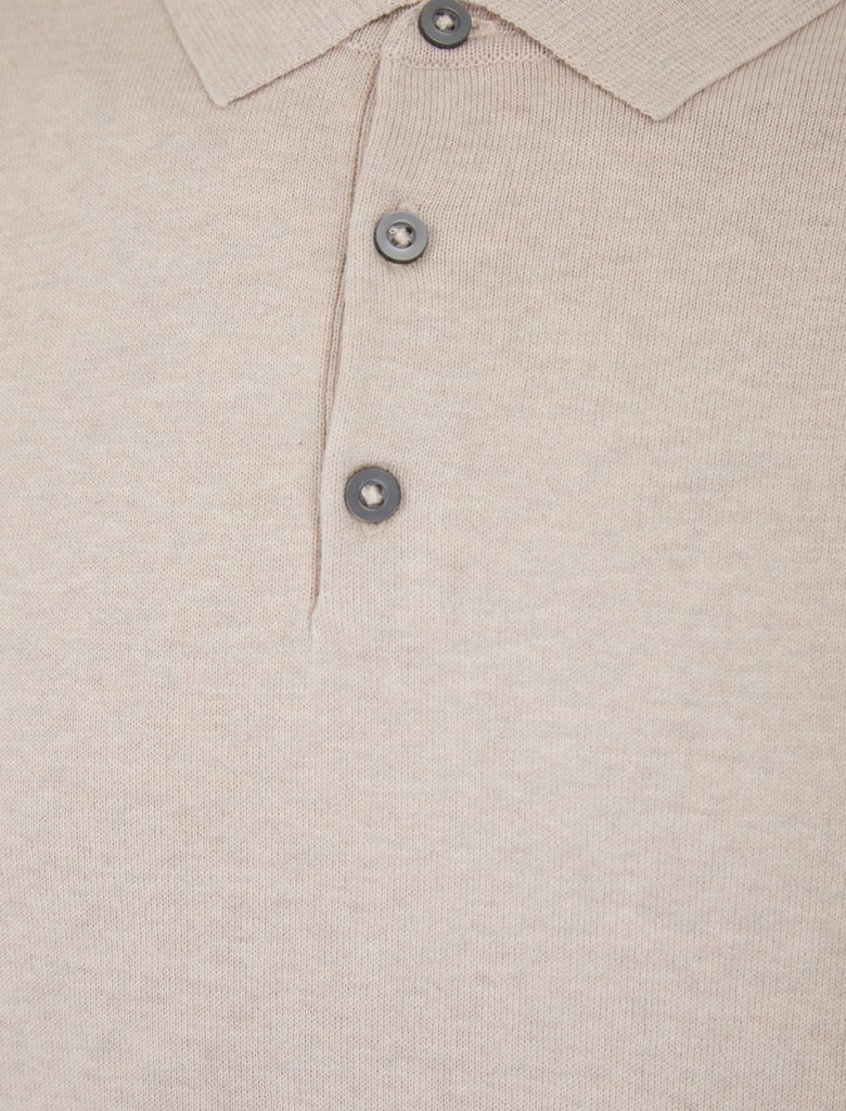 Bokinni Men’s Long Sleeve Knitted Cotton Polo Shirt - Stone | Kensington Eastside - Paraffin Store