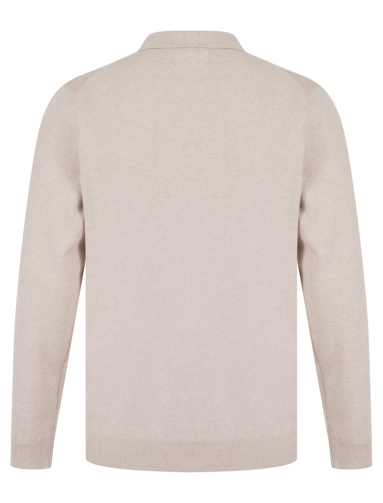 Bokinni Men’s Long Sleeve Knitted Cotton Polo Shirt - Stone | Kensington Eastside - Paraffin Store