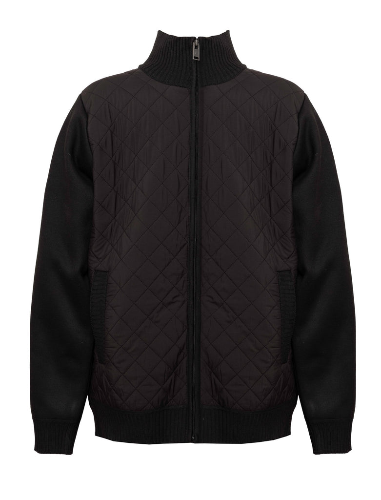 Brera Quilted Knit Jacket – Men’s Full Zip Bomber – Black - Paraffin Store