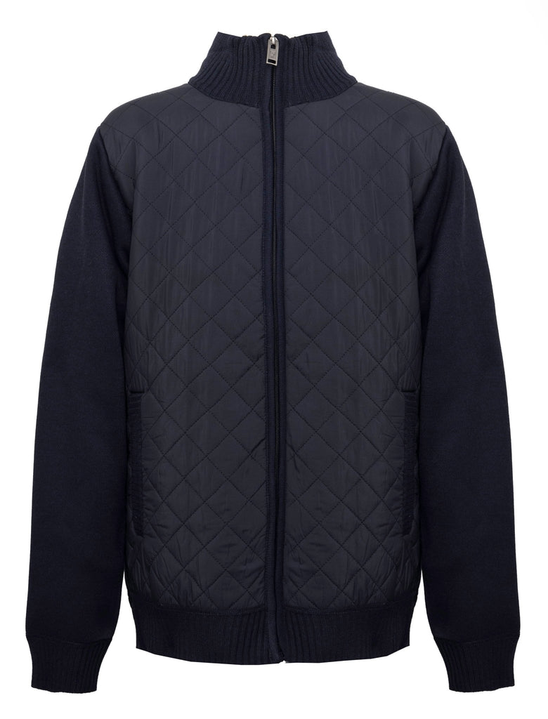 Brera Quilted Knit Jacket – Men’s Full Zip Bomber – Navy Blue - Paraffin Store