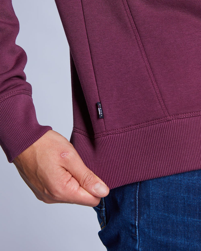 Diesel Dax Men's 1/4 Zip Sweatshirt – Burgundy - Paraffin Store