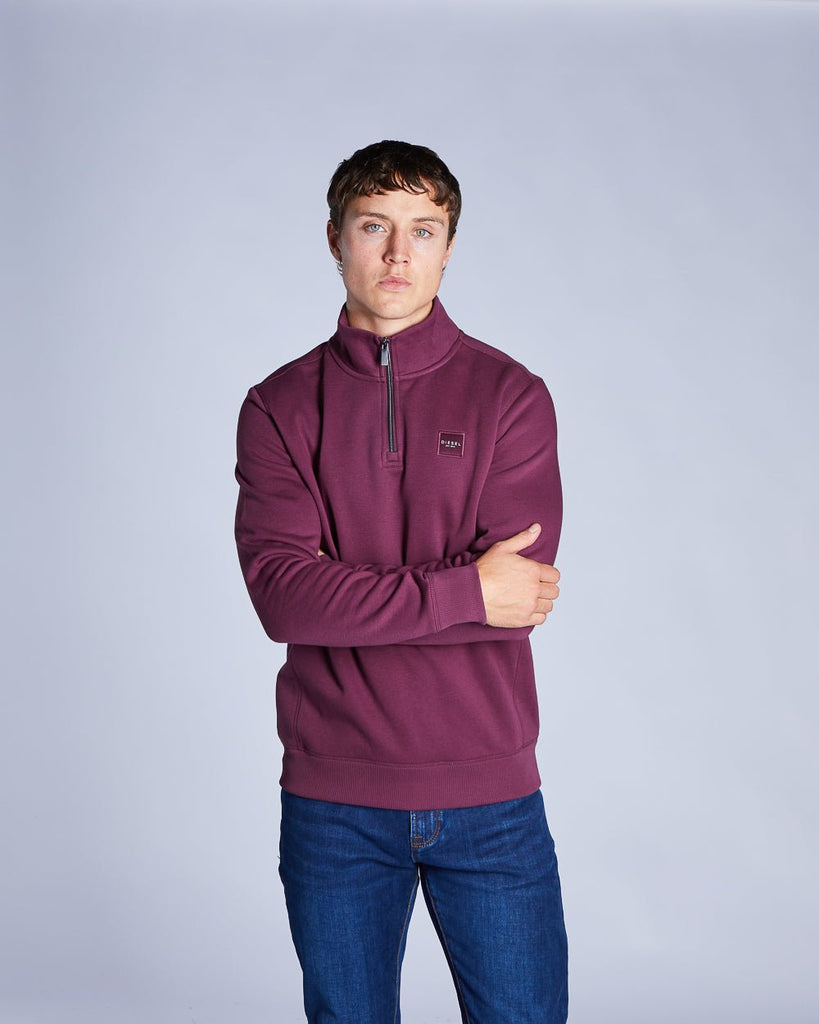 Diesel Dax Men's 1/4 Zip Sweatshirt – Burgundy - Paraffin Store
