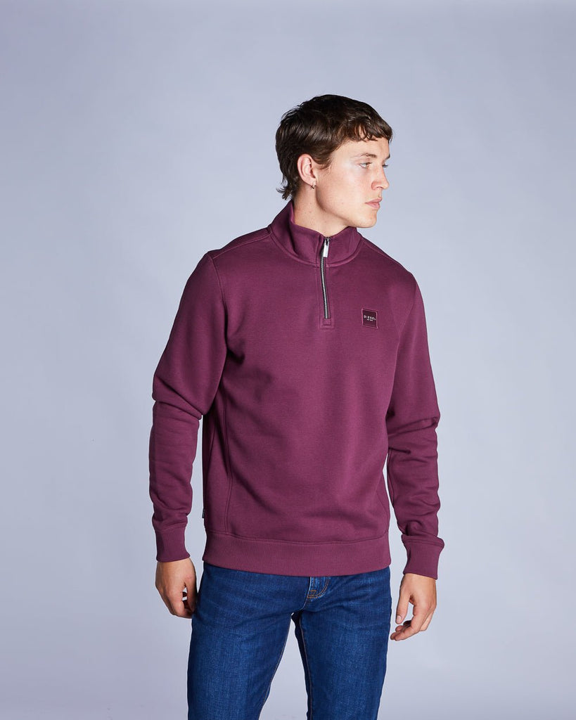 Diesel Dax Men's 1/4 Zip Sweatshirt – Burgundy - Paraffin Store