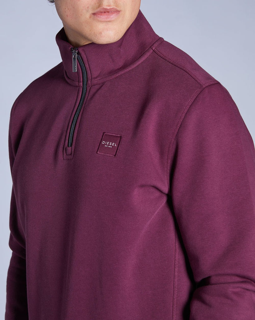 Diesel Dax Men's 1/4 Zip Sweatshirt – Burgundy - Paraffin Store