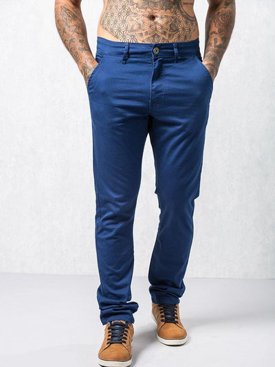 Men's Stretch Slim Fit Trousers | Comfortable & Stylish | Paraffin Store EZ348 Blue Chinos 