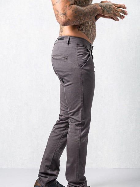 Men's Stretch Slim Fit Trousers | Comfortable & Stylish | Paraffin Store EZ348 Grey Chinos 