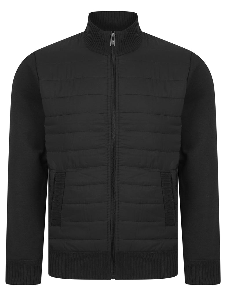 Ken Knitted Jacket with Padded Front – Men’s Zip - Up Bomber - Black - Paraffin Store
