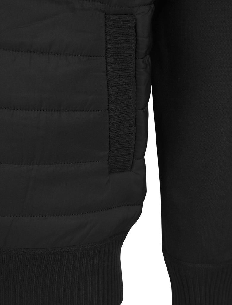Ken Knitted Jacket with Padded Front – Men’s Zip - Up Bomber - Black - Paraffin Store