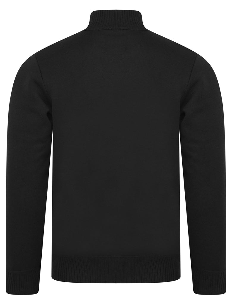 Ken Knitted Jacket with Padded Front – Men’s Zip - Up Bomber - Black - Paraffin Store