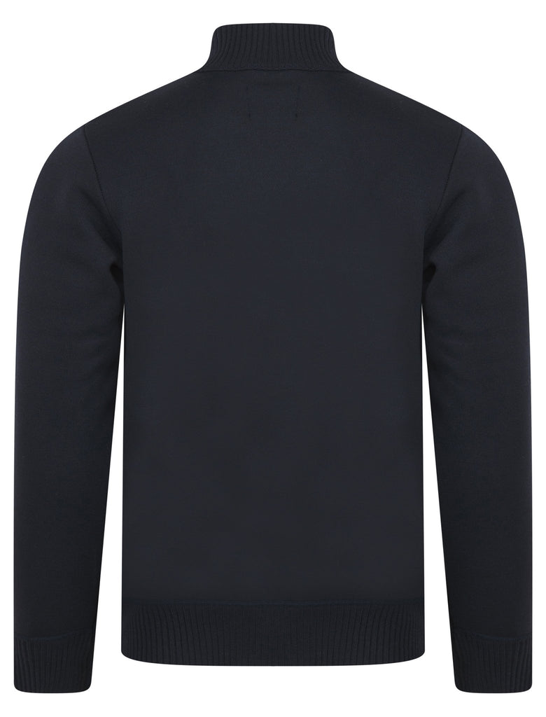 Ken Knitted Jacket with Padded Front – Men’s Zip - Up Bomber - Navy - Paraffin Store