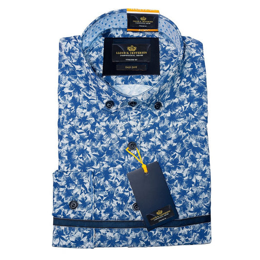 Lloyd & Jefferson Jungle Printed Shirt – Dark Blue | Men’s Smart Casual Shirt (S–XXL) - Paraffin Store