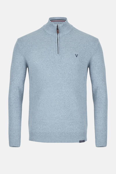 Men’s 1/4 Zip Jumper | Pyramid Knit | Blue Twist - Paraffin Store