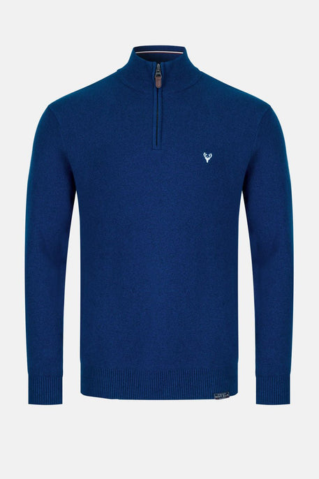 Men’s 1/4 Zip Jumper | Pyramid Knit | Cobalt - Paraffin Store