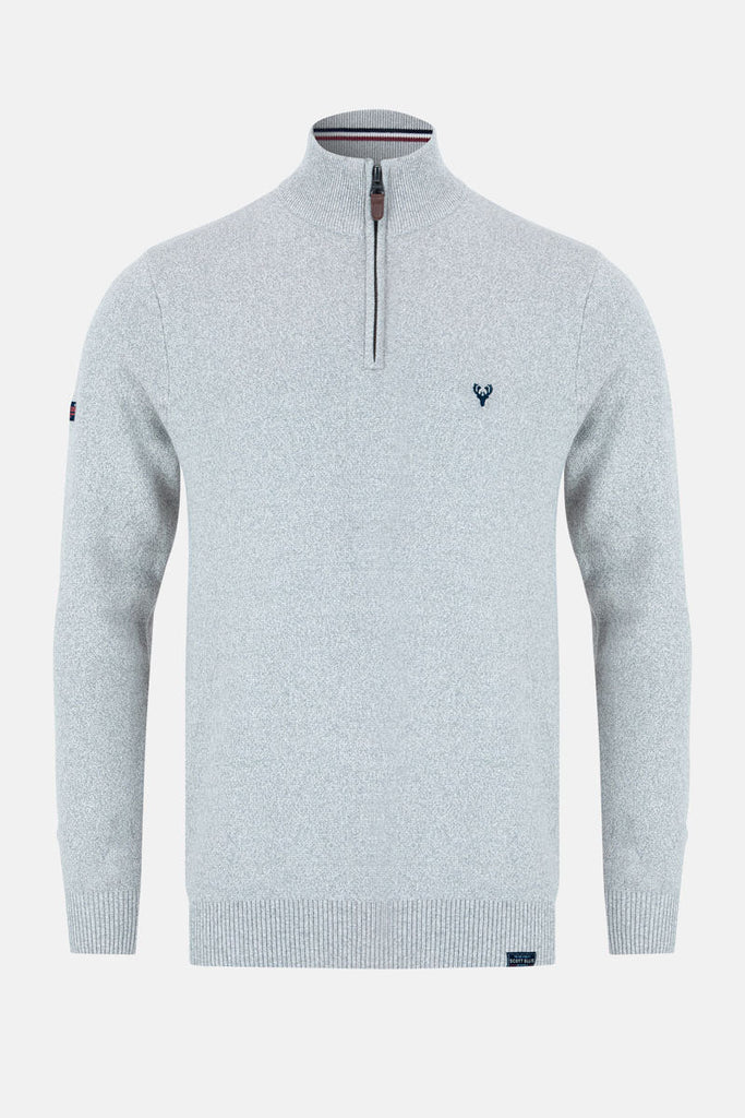 Men’s 1/4 Zip Jumper | Pyramid Knit | Grey Twist - Paraffin Store