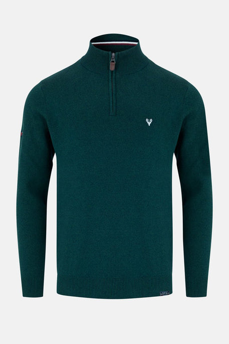Men’s 1/4 Zip Jumper – Pyramid Knit inEmerald | Paraffin Store - Paraffin Store