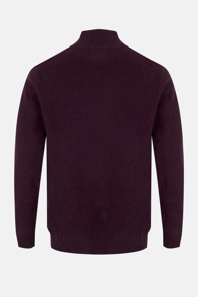 Men’s 1/4 Zip Jumper | Pyramid Knit | Wine - Paraffin Store