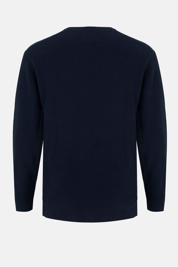 Men’s Franky Textured Crew Neck Sweatshirt – Navy - Paraffin Store