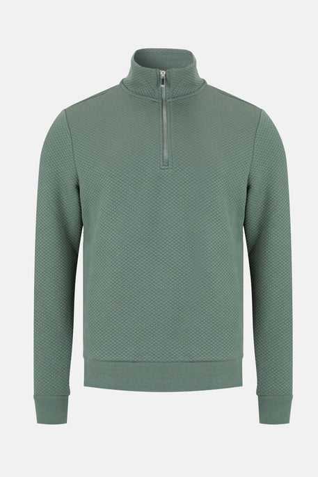 Men’s Gotthard ¼ Zip Textured Sweatshirt – Green - Paraffin Store
