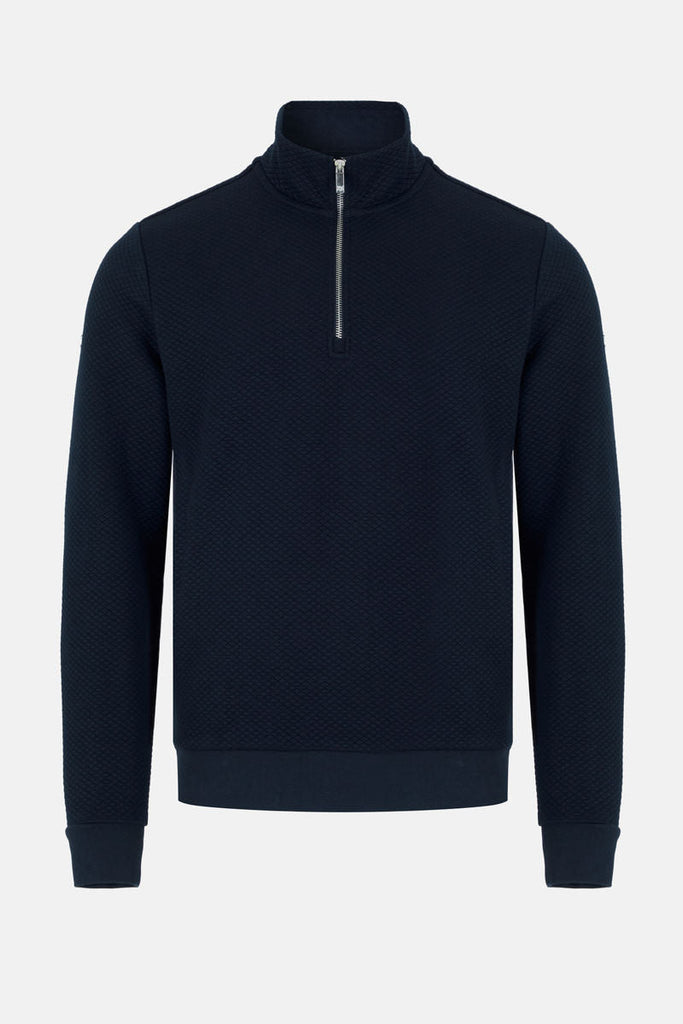 Men’s Gotthard ¼ Zip Textured Sweatshirt – Navy - Paraffin Store
