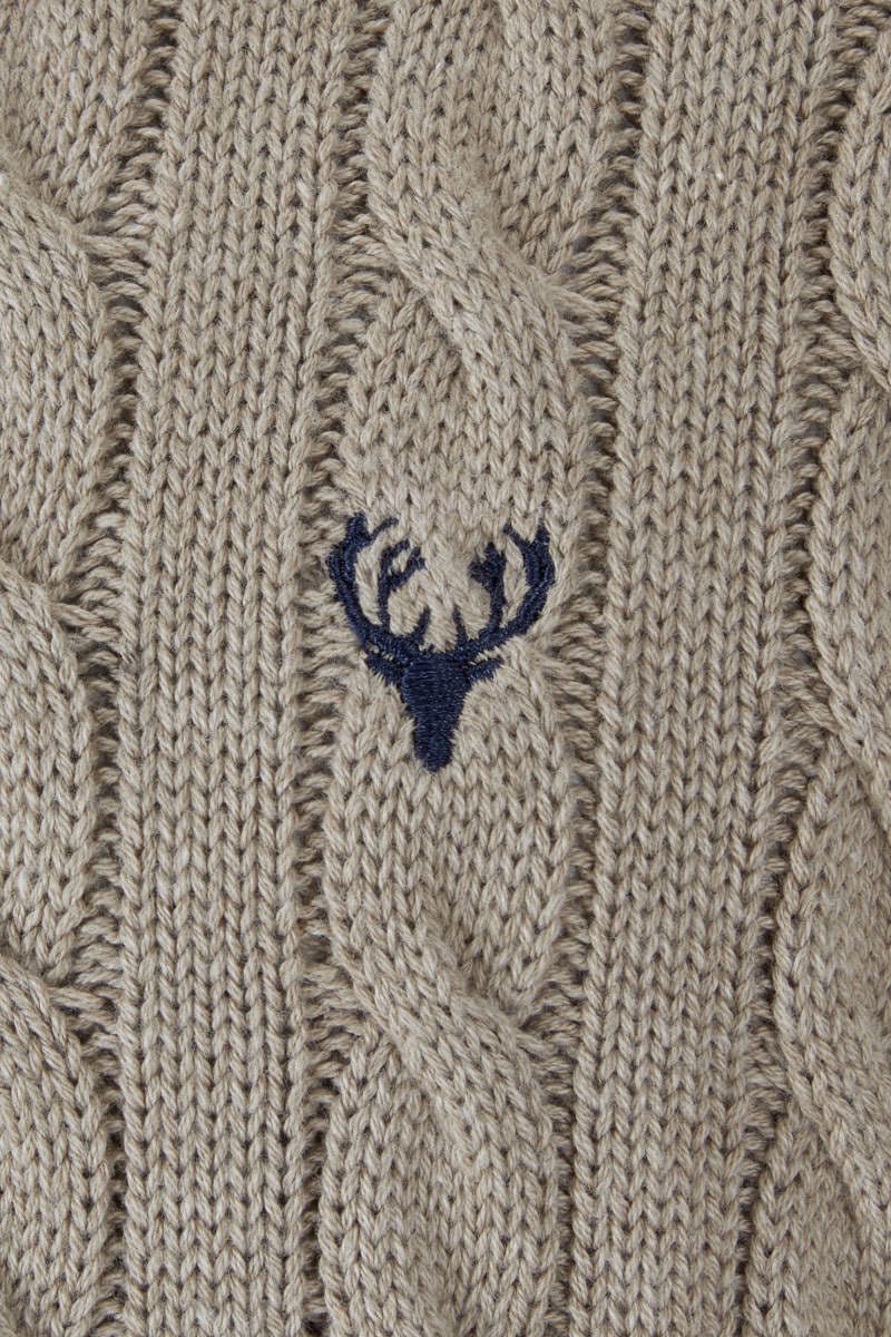 Men’s Island Cable Knit ¼ Zip Jumper – Biscuit - Paraffin Store