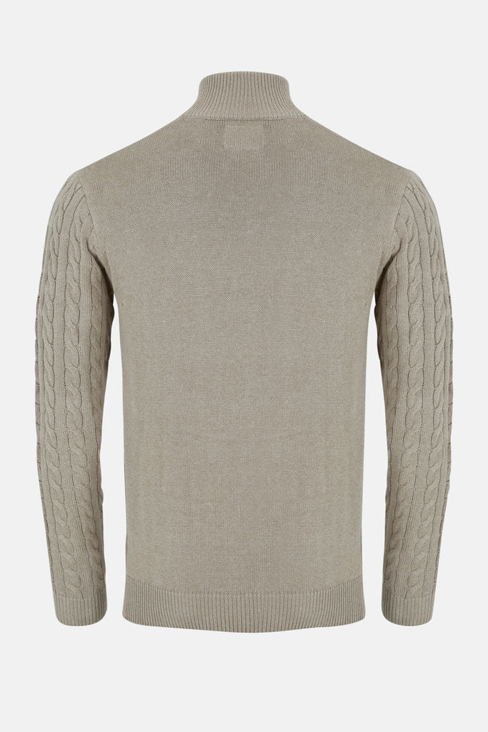 Men’s Island Cable Knit ¼ Zip Jumper – Biscuit - Paraffin Store